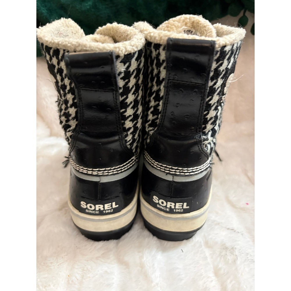 Sorel Winter Carnival Waterproof Houndstooth Duck Boots Black White Womens - Picture 6 of 10